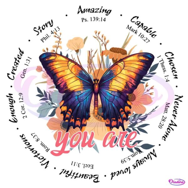 Retro Vintage Floral Butterfly You Are Mothers Day Quote PNG