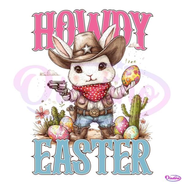 Retro Western Easter Howdy Easter Bunny Eggs Hunt PNG