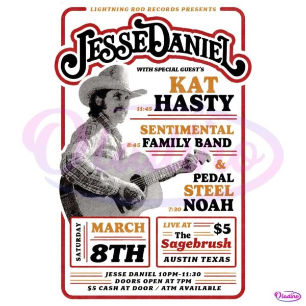 Retro Western Jesse Daniel Country Music Poster PNG