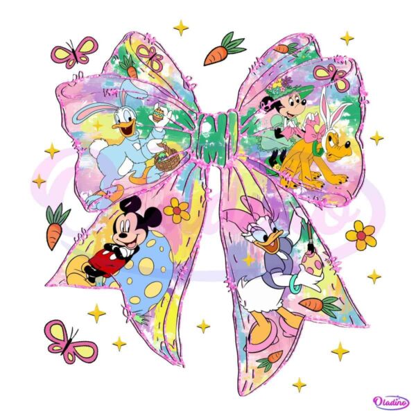 Sparkling Coquette Disney Friends Easter Bow PNG