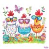 Spring Chickens Easter Eggs in Vibrant PNG