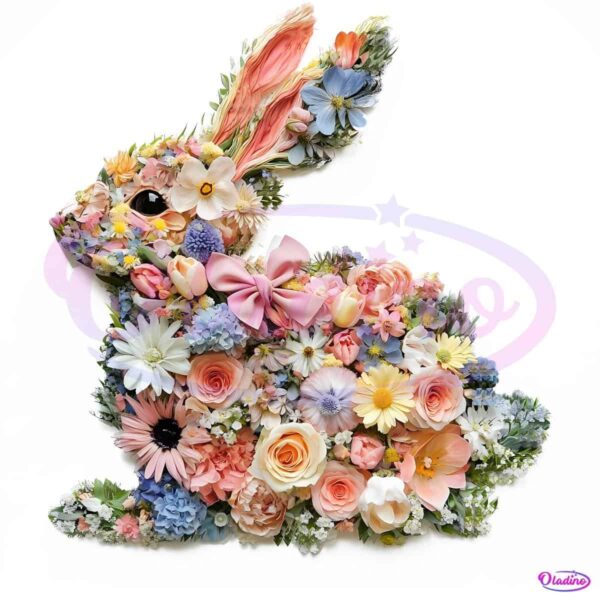 Spring Watercolor Floral Easter Bunny PNG