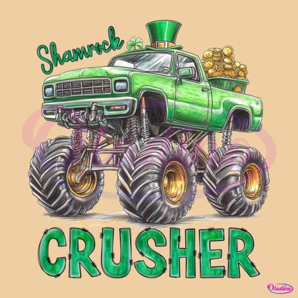 St Patricks Shamrock Monster Truck Crusher PNG