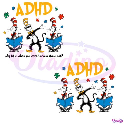 Stand Out Cat In The Hat ADHD PNG