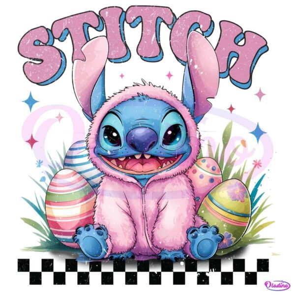 Stitch Easter Coquette Bunny Pink Cartoon Happy Easter Matching PNG
