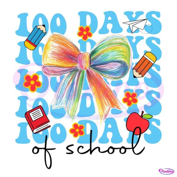 Teacher Pencil Bow 100 Days Of School Png