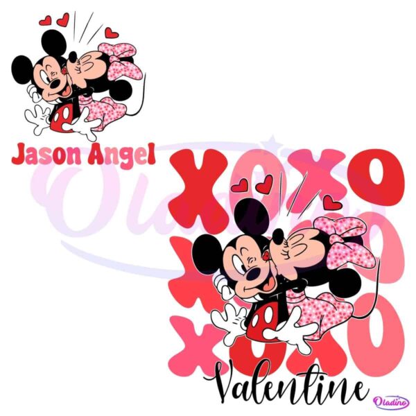 Two Side Custom Name XoXo Valentine Mickey And Minnie SVG
