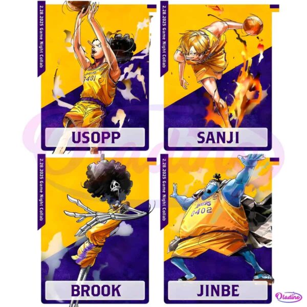 Usopp Sanji Brook Jinbe Los Angeles Lakers X One Piece PNG
