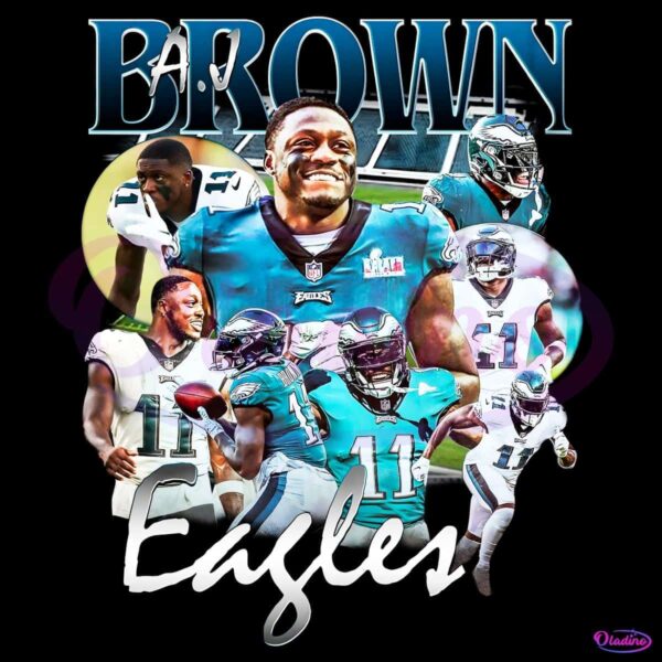 Vintage 90s A J Brown Eagles Football Super Bowl Champions PNG
