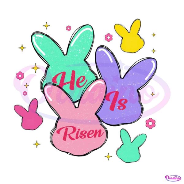 Vintage He Is Risen Easter Bunny PNG