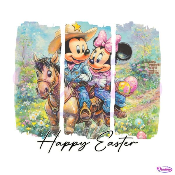 Vintage Howdy Easter Disney Mickey And Minnie Happy Easter Day PNG