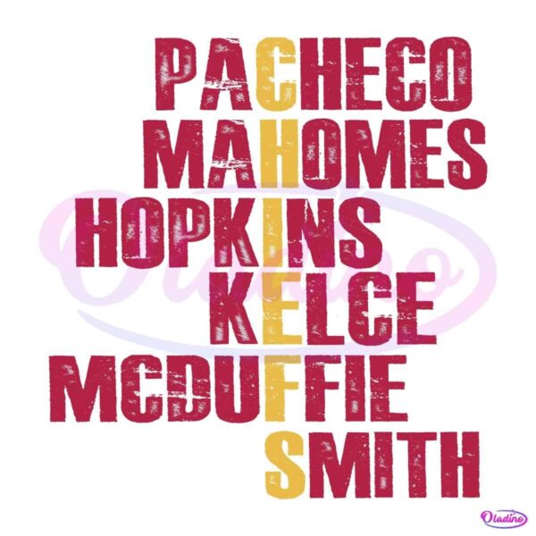 Vintage Pacheco Mahomes Hopkins Kelce McDuffie Smith Chiefs SVG