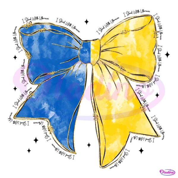 Boldly Support Ukraine Blue Yellow Bow PNG