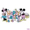 Colorful Happy Easter Mickey Mouse And Minnie Mouse SVG