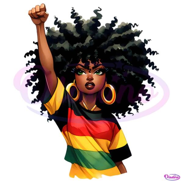 Freedom Fighter Power Black Cartoon Girl PNG