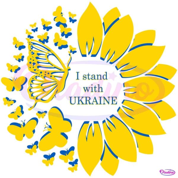 I Stand with Ukraine Sunflower Butterfly PNG