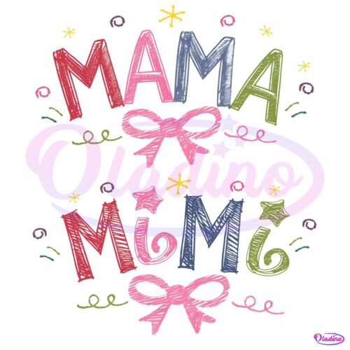 Mama Mimis Coquette Bow HandDrawn Style in PNG