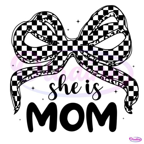 Moms Checkered Coquette Bow Stylish PNG Design