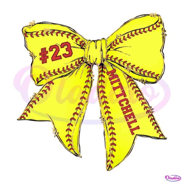 Personalized Softball Bow Design Custom Name Number in PNG