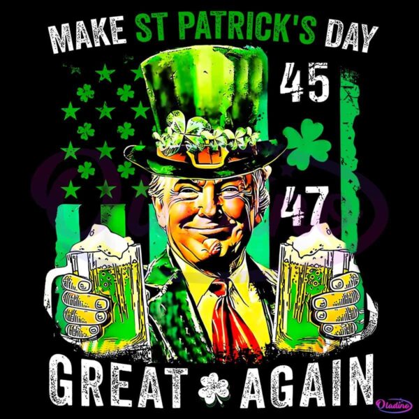 Retro 90S Trump Make St Patricks Day Great Again 45 47 PNG
