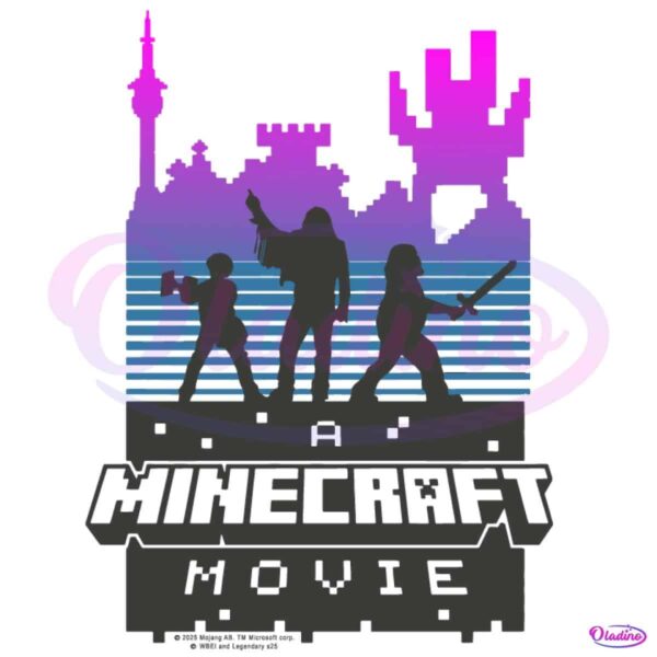 Retro A Minecraft Movie Castle Silhouette SVG