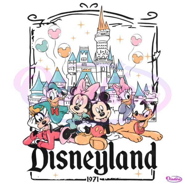 Retro Comfort Colors Disney Castle Mickey And Friend PNG