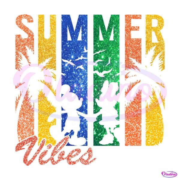 Retro Glitter Summer Vibes Mickey And Friends PNG
