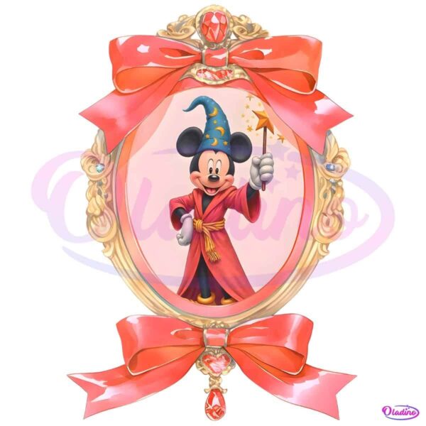 Retro Mickey Mouse Wizard Disney Magic Mirror Coquette Bow PNG