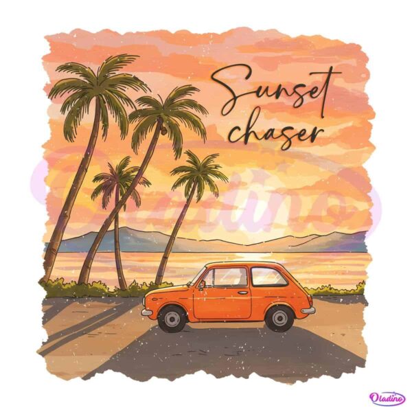 Retro Summer Beach Chasing Sunsets PNG