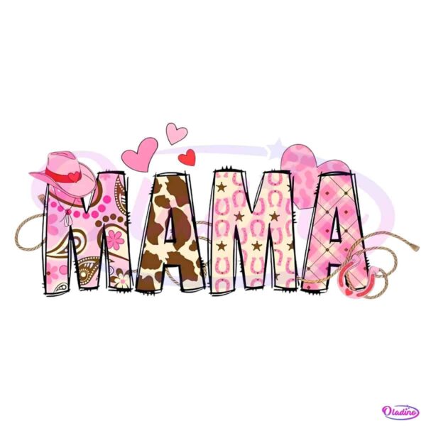 Retro Western Pink Cowboy Mama PNG
