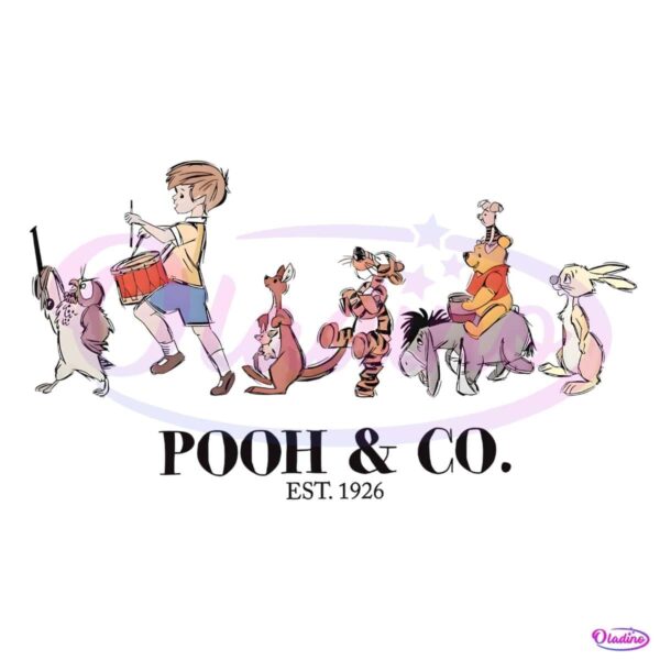 Retro Winnie The Pooh And Friends Est 1926 PNG