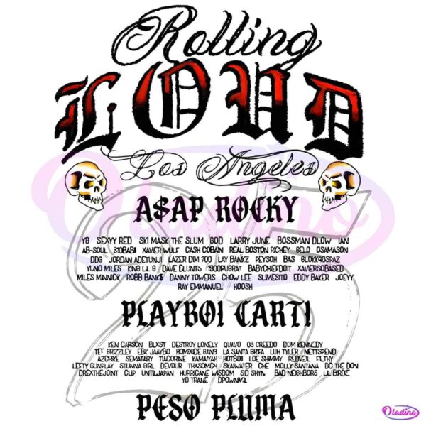 Rolling Loud Los Angeles Sun Lineup Skeleton PNG