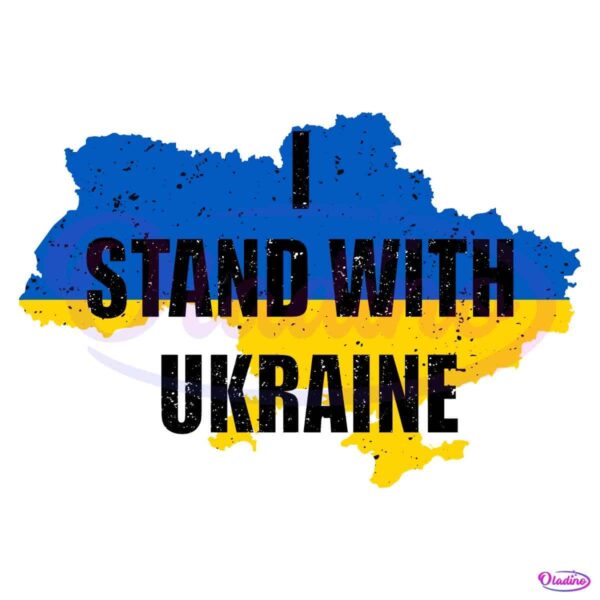Stand with Ukraine Blue Yellow Map PNG