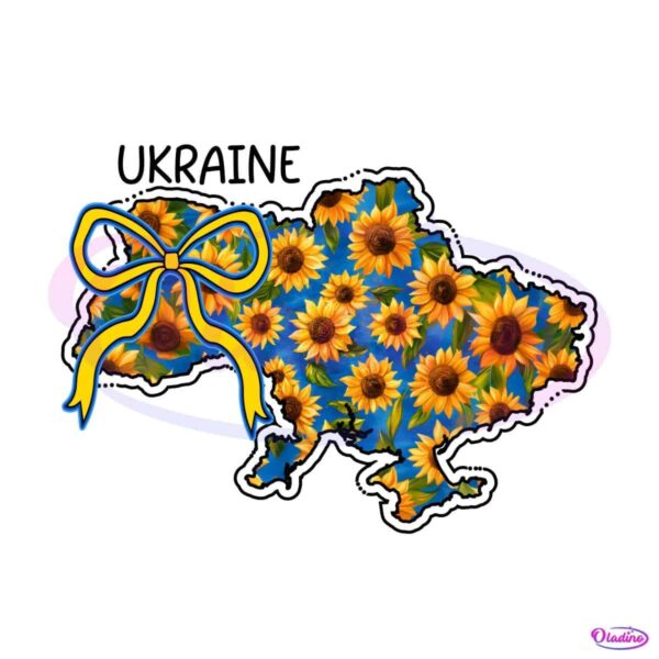 Sunflower Bow Coquette Ukraine Map in PNG