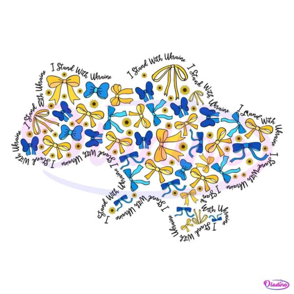 Ukraine Map with Blue Yellow Bow Stylish PNG Design