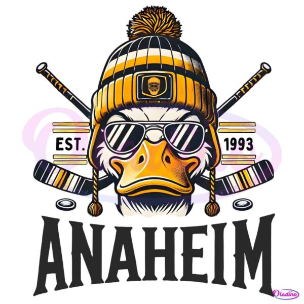 Vintage Anaheim Ducks Mascot Est 1993 Hockey Fans PNG