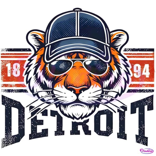 Vintage Detroit Tigers Mascot Est 1894 Baseball Fans PNG