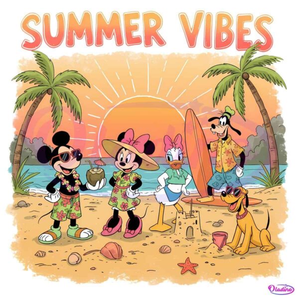 Vintage Mickey And Friends In Summer PNG