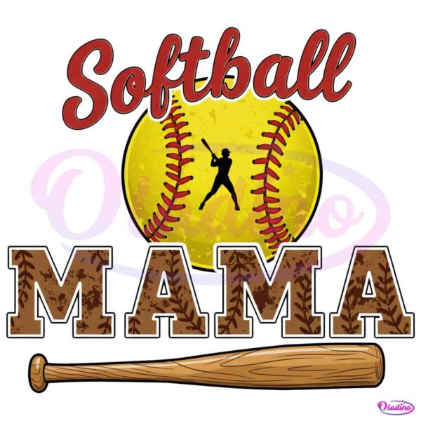 Vintage Softball Mama Gift For Mom PNG