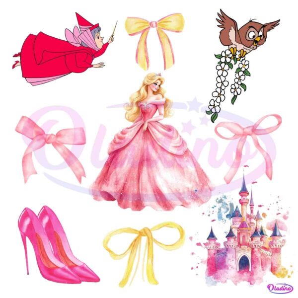 Watercolor Pink Princess Coquette Bow PNG