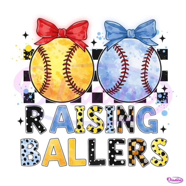 Watercolor Raising Ballers Softball Mom PNG