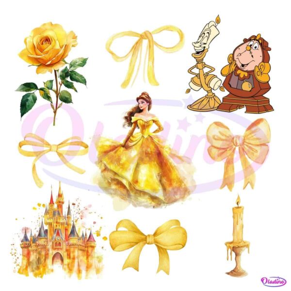 Watercolor Yellow Princess Coquette Bow PNG