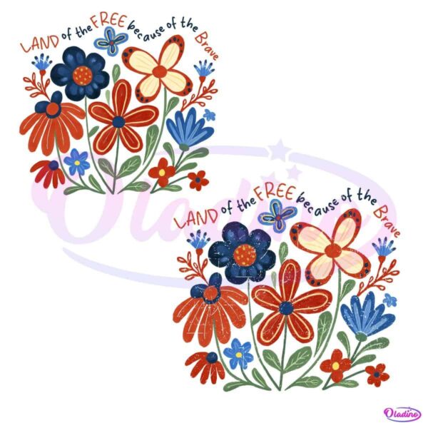 4Th Of July Floral America Brushstroke PNG