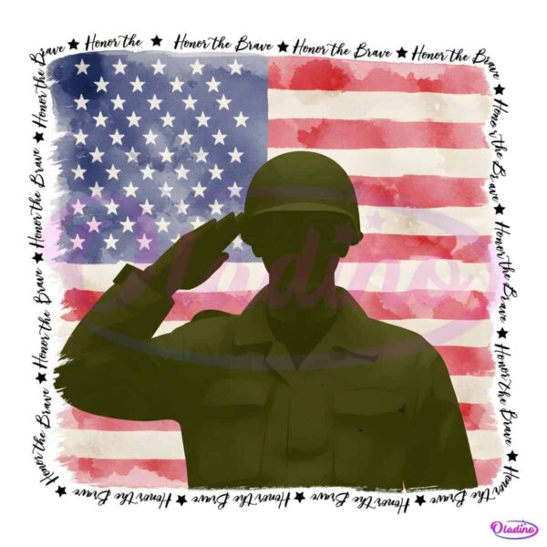 4Th Of July Honor The Brave Soldier Saluting American Flag PNG