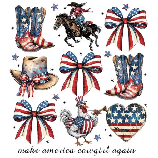 American Flag Western Coquette Cowgirl Boots PNG