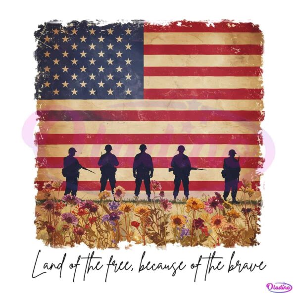 American Heroes Patriotic Soldier Wildflower Flag PNG