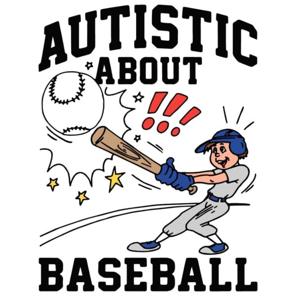 Autistic About Baseball Cartoon Neurodiversity Sports Fan SVG