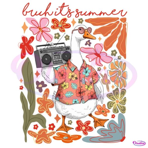 Boho Floral Goose Bruh Its Summer PNG