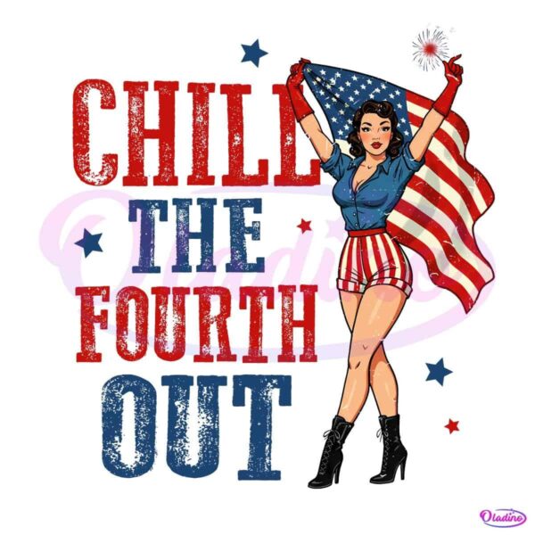 Chill The Fourth Out Snarky Retro Cowgirl Vibes For 4Th Of July PNG