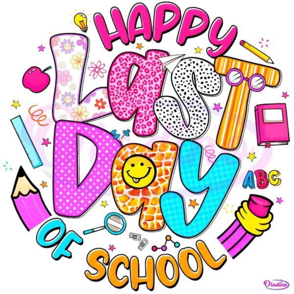 Colorful Happy Last Day Of School Icons PNG
